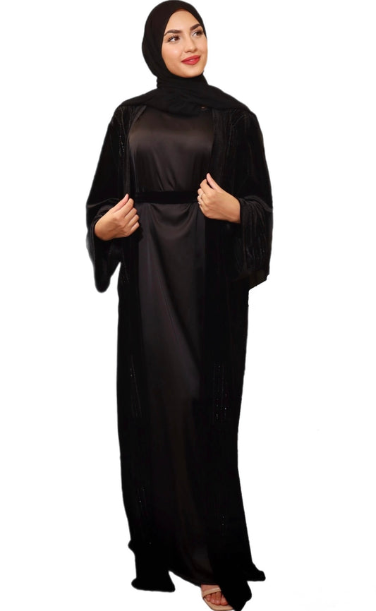 Handmade Embroidery Black Velvet Abaya