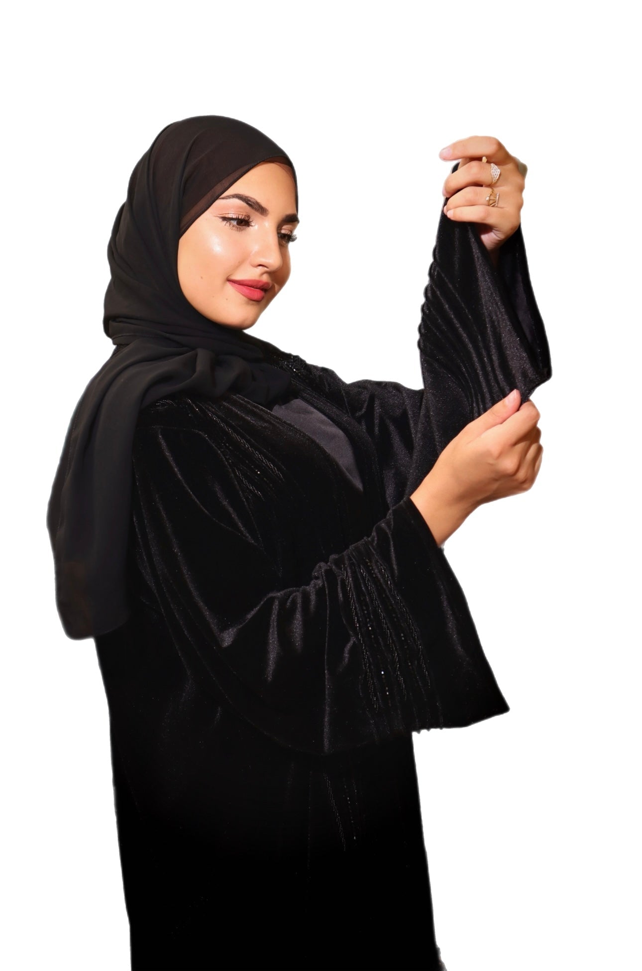 Handmade Embroidery Black Velvet Abaya