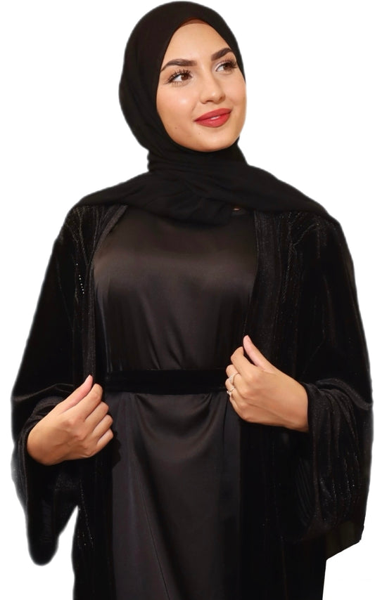 Handmade Embroidery Black Velvet Abaya